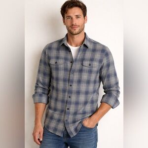 RAG & BONE Men’s Blue and Gray Cotton Plaid Button-Up Worker Shirt EUC Medium
